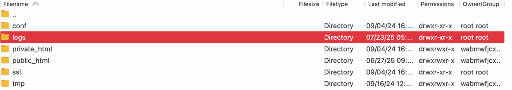WordPress access logs in FTP